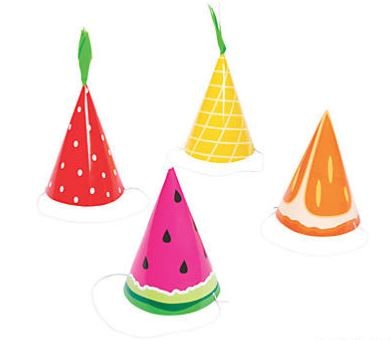 Tutti Frutti Cone Party Hats 12/pk.
