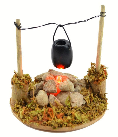 Miniature Garden Fire Pit With Cooking Pot 3.25"