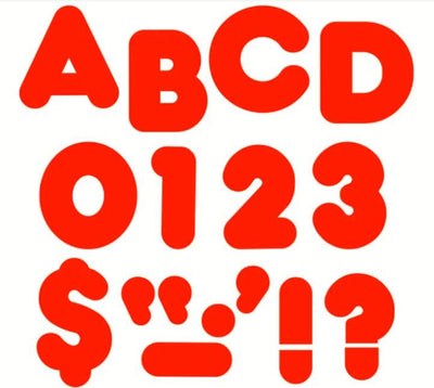 Red Casual Uppercase Letters 4" 1/pk