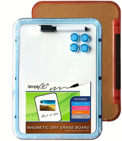 Dry Erase Board 8.5"x11" Includes Marker and 4 Magnets
