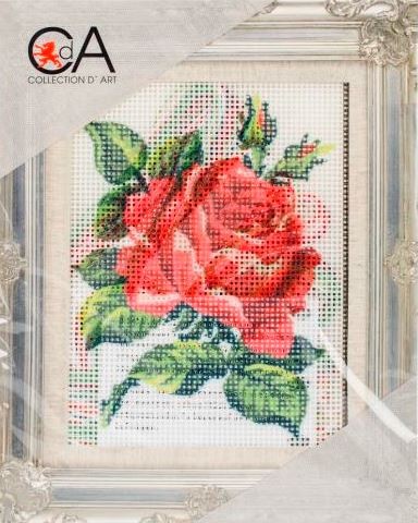 Needlepoint red rose 5.5"x7"