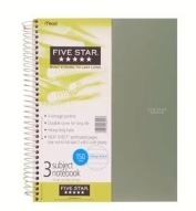 Five star 3 subject notebook college ruled