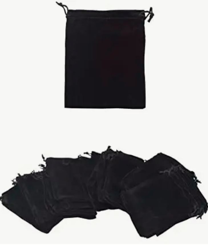 Velvet Drawstring Bags 4" x 6" Black Velour 50/pk