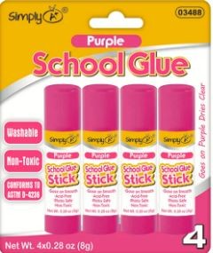 School glue purple .28 oz 4/pk