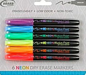 Dry eraser neon marker medium point 6/pk