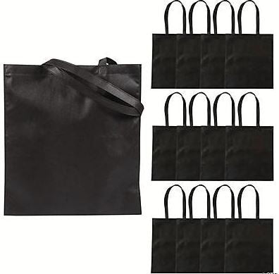Large Black Poly Tote Bag 15"x17" 12/pk