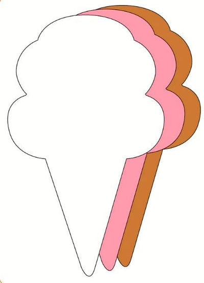 Small tri color foam cutout ice cream cone 3"x 3" 31/pk