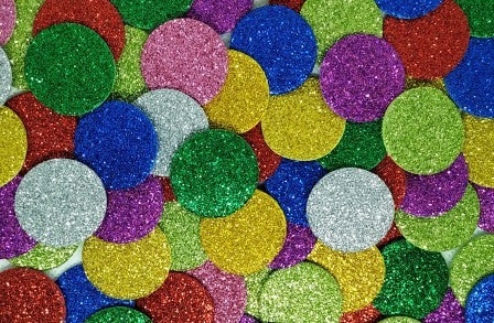 Round Foam Circles Sparkling Assorted Colors 1" 240/pk