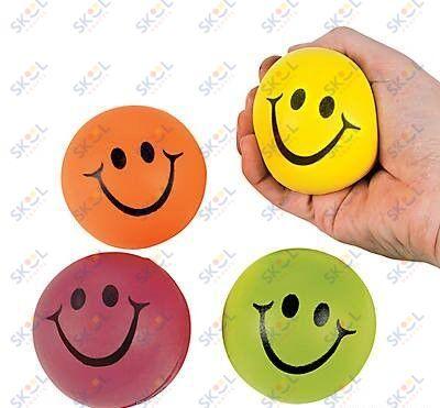 Neon Smile Face Stress Balls 2 1/2" 12/pk