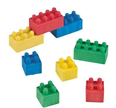 Rubber Color Brick Erasers 12/pk