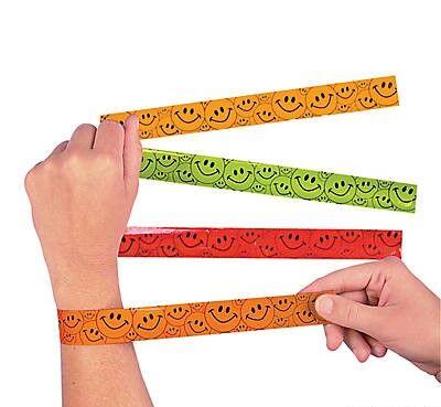 Plastic Smile Face Slap Bracelets 12/pk