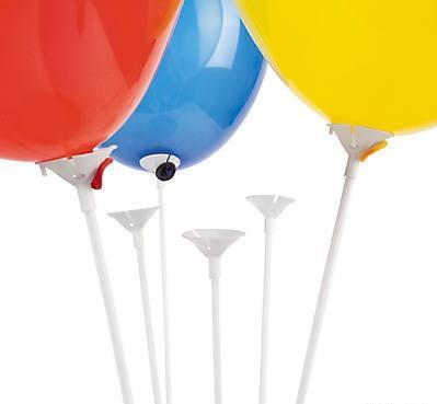 White Balloon Sticks with Cup 144/pk