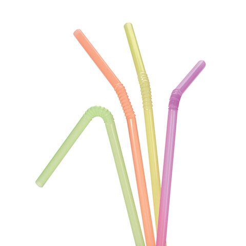 Straws Plastic Neon 8.25 inches 175 pieces