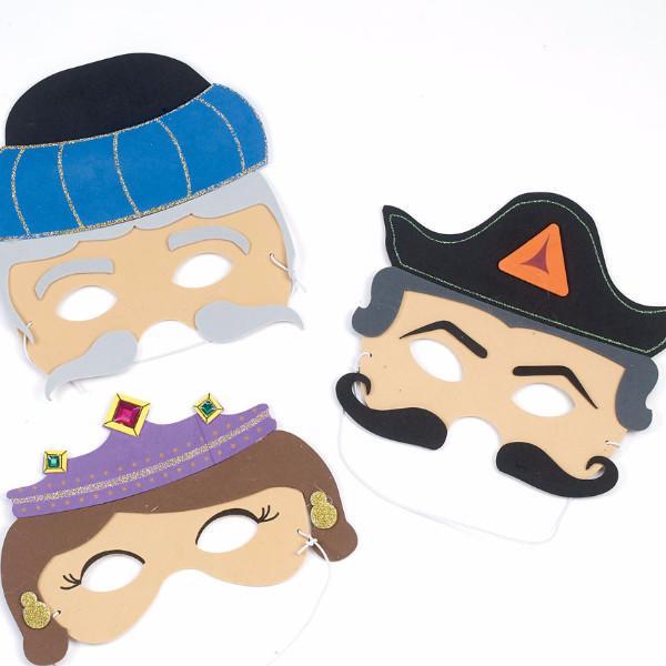 Set of 3 Purim Masks-Esther, Haman & Mordechai