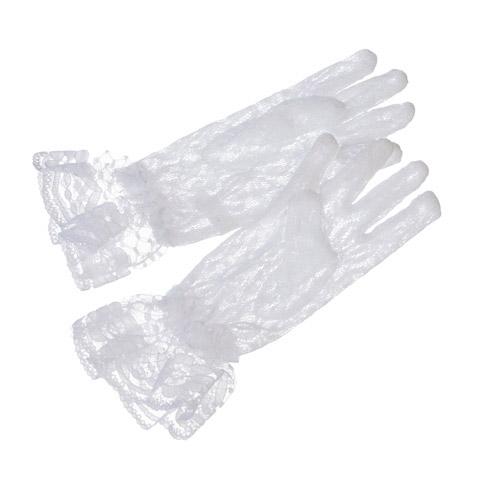 Children's Gloves Stretch White Lace 6 inches