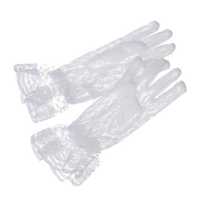 Children's Gloves Stretch White Lace 6 inches