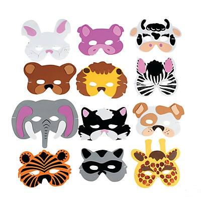 Wild Zoo Animal Foam Masks 12/pk
