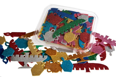 Jumbo Pack of Colorful Foam Chanukah Shapes Sparkly