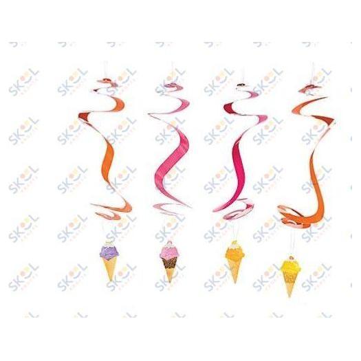 Ice Cream Hanging Swirl Decorations 12/pk