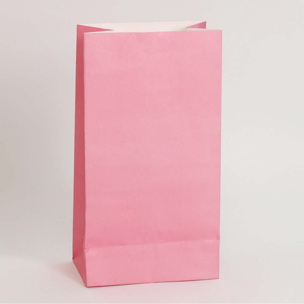 Paper Treat Bags 5" x 9.5" x 3" 12/pk (Pink)