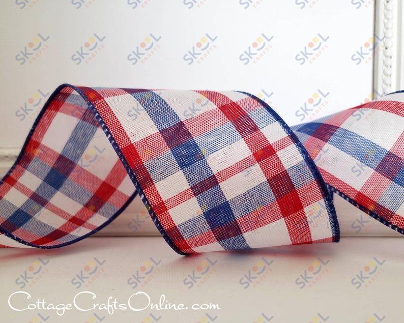 CHIC PLAID Red/White/Blue Ribbon 2 1/2" 50YD