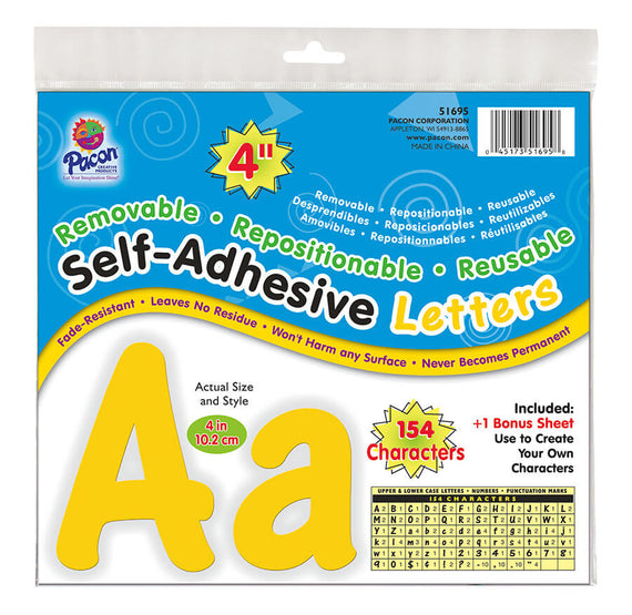 Self-Adhesive Letters, 4", 154 Characters Cheery Font