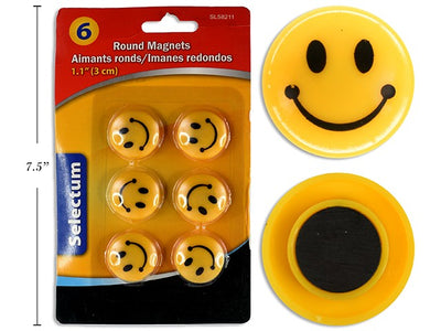 Happy Face Round Magnets 6pcs (1.1")