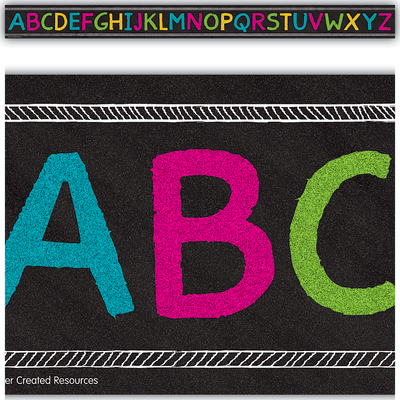 Chalkboard Brights Alphabet Straight Borders 3'' x 35'' 12/pk
