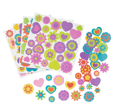 Hearts & Flowers Self-Adhesive Foam Shapes - 500 Pc.