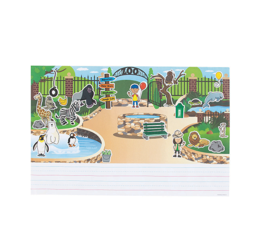 Create & Write Zoo Giant Sticker Scenes - 12 Pc.