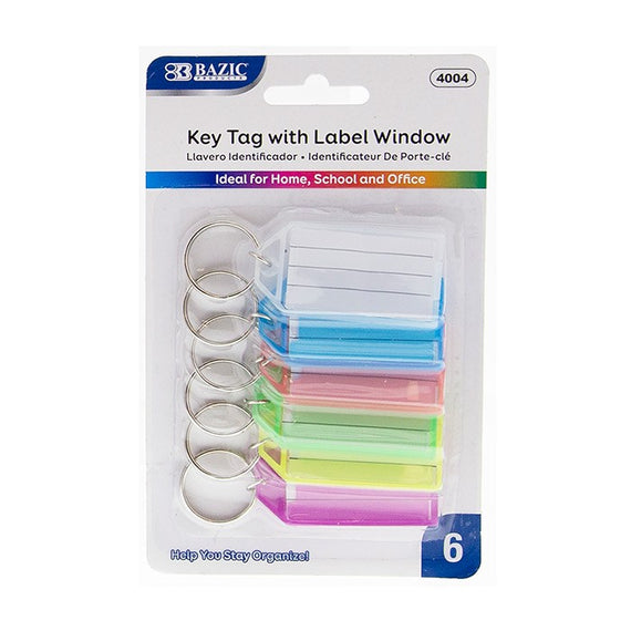 Key Tags with Holder & Label Window (6/Pack)