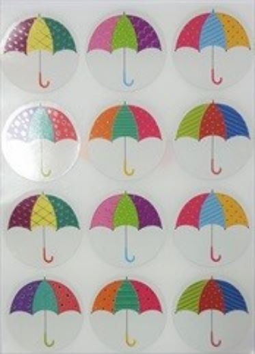 Umbrella Sticker 1.25" 10/pg