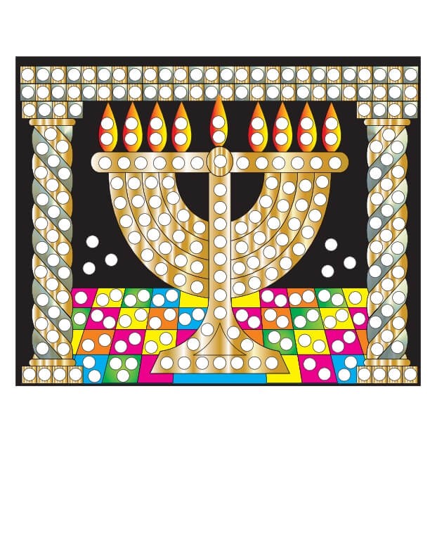 Chanukah Jewel Art 6.5″ x 8″ Over 200 Stones