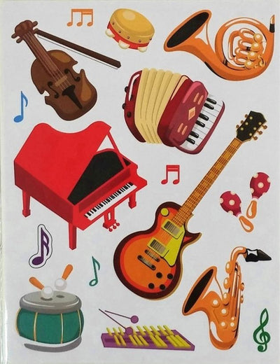 Musical Instrument Die Cut Sticker 10/sheets