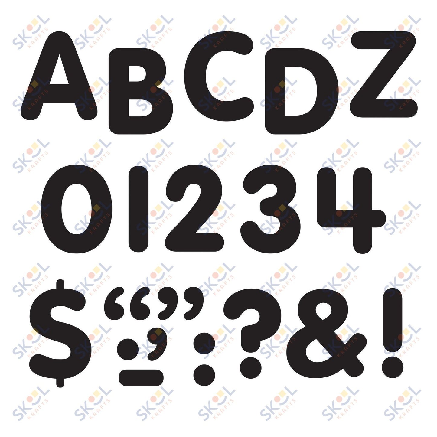 Black 1" Letters, Numbers & Marks Stick-On Letters