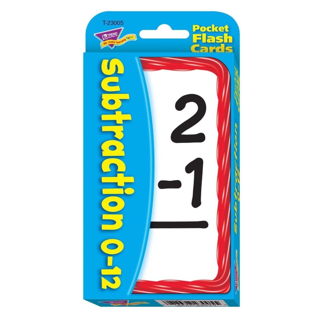 Subtraction 0-12 Pocket Flash Cards 3 1/8" x 5 1/4" 1/pk
