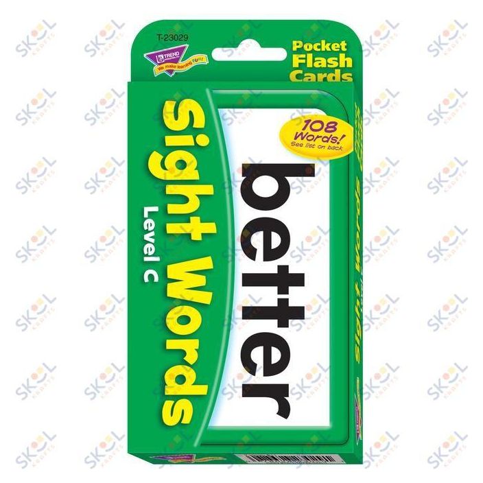 Sight Words – Level C Pocket Flash Cards 3 1/8" x 5 1/4" 1/pk