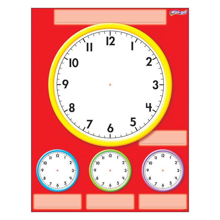 Clocks Wipe-Off Chart 17" x 22" 1pc