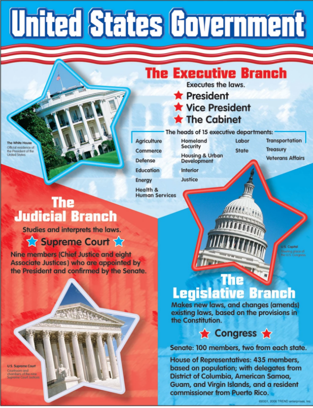 United States Government Learning Chart 17" x 22" 1/pk