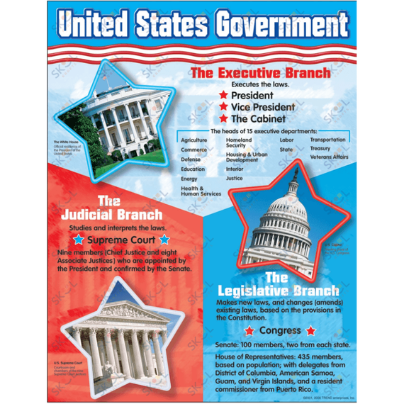 United States Government Learning Chart 17" x 22" 1/pk