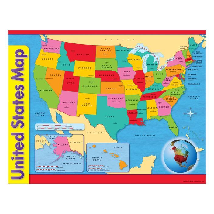 United States Map Learning Chart 17" x 22" 1/pk