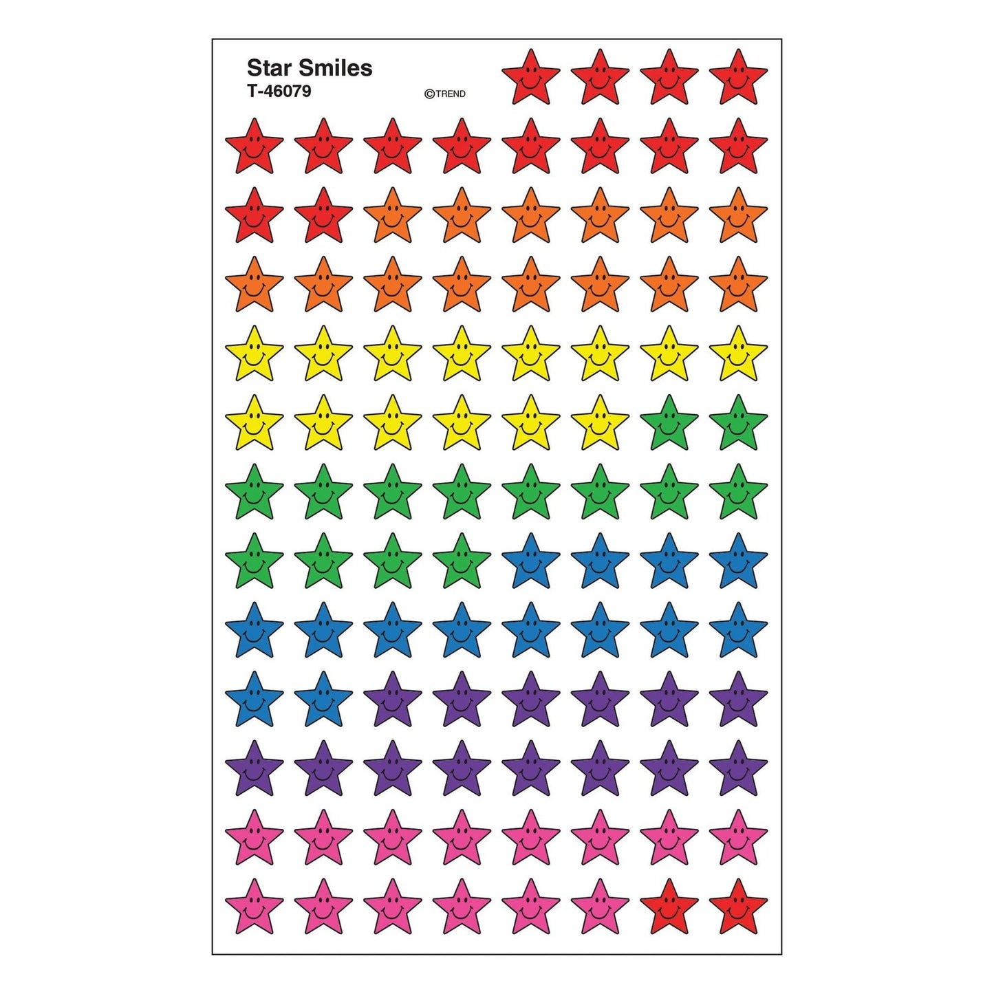 Star Smile Stickers 7/16" 800/pk
