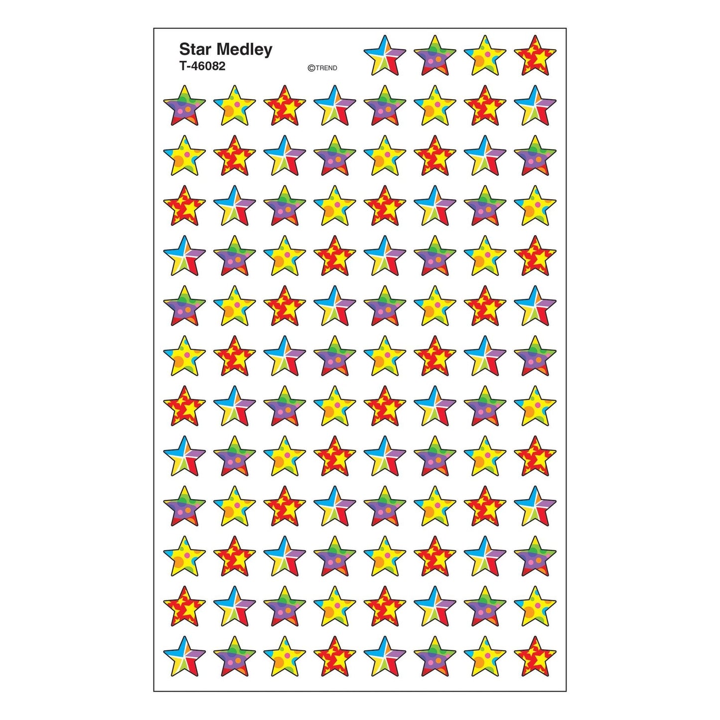 Star Medley Stickers 7/16" 800/pk