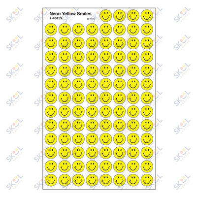 Neon Yellow Smile Stickers 7/16" (8 Sheets)