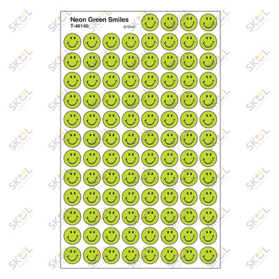 Neon Green Smiles Stickers 7/16" (8 Sheets)
