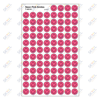 Neon Pink Smile Stickers 7/16" (8 Sheets)