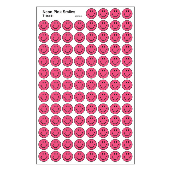 Neon Pink Smile Stickers 7/16" 800/pk