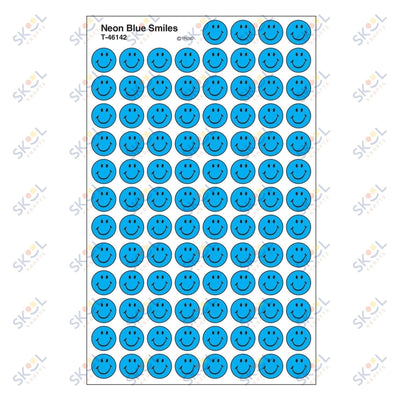 Neon Blue Smile Stickers 7/16" (8 Sheets)