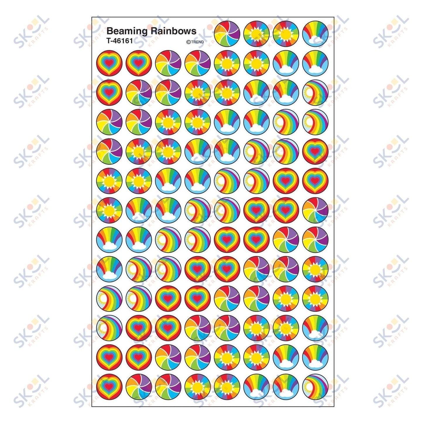 Beaming Rainbow Stickers 4 1/8" x 6 5/8" 8/pk