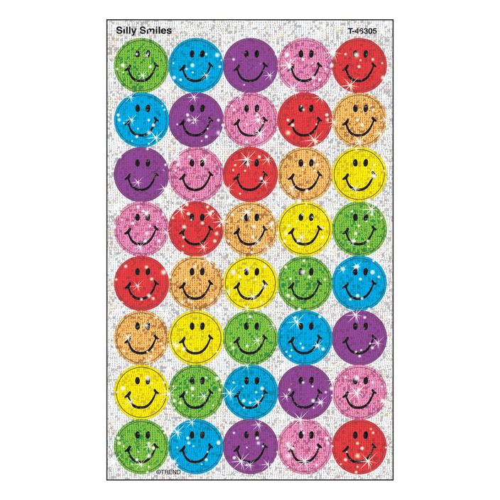 Silly Smiles Sparkle Stickers 4 1/8" x 6 5/8" 160/pk